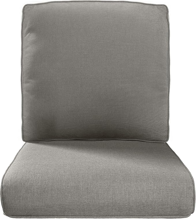 Pop 22x25/22x24 Outdoor Replacement Cushions - 1 Set High Back Deep Seat Patio Furniture Cushion for Rattan Dining Swivel Rocking Chairs Rattan Loveseat Couch Sectional Sofa - Grey/Classic