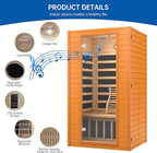 Infrared Sauna Room for Home, Near Zero EMF Indoor Home Sauna for up to 2 Person with Infrared Red Light Therapy, Bluetooth Speakers, Canadian Hemlock Wood
