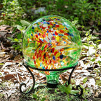 Gazing Balls for Garden 10" Glass Outdoor Garden Globe Ball Reflective Gazing Globes Outside Yard Decor (Green)