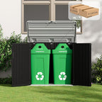 ZZM Large Outdoor Storage Shed, 48 Cu Ft Resin Versatile Storage Cabinet for Patio Accessories, Trash Cans & Garden Tools, Durable Horizontal Storage Box with Lockable Lid (Black)