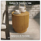LeisureMod Modern Side Table Round Fiberstone Top Accent End Table for Home, Outdoor Patio, Living Room Sofa, Weather-Resistant, Eden Series in Brown