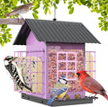 Bird Feeders for Outdoors Hanging, Metal Bird Feeder with Double Suet Cage Cake, Large Capacity, Birdfeeders Sturdy & Weatherproof, Easy to Clean & Refill, Great for Attracting Wild Birds