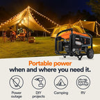 Generac 4,500 Starting Watt Portable Gas Generator - Electric Start - Home Backup or RV Ready - Heavy Duty Frame - Quiet, Long Runtime, Emergency Power- 49-State Compliant