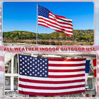 American Flag 3x5 ft for Outside, Tearproof Super Tough Series, Heavy Duty Spun Polyester, All Weather US Flag High Wind with Embroidered Stars, Brass Grommets, Ultra Durable USA Flags for Outdoor