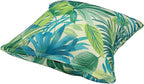 Outdoor Throw Pillow with Insert 18x18 Inch, Set of 2, Piping Edge Waterproof Fade Resistant Decorative Fluffy Pillows for Patio Furniture Chair Bench Couch Sofa - Green Palm Leaves