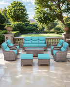 Luxury 24x24x6 Inch Smile Outdoor Sofa Cushions Set of 3 - Comfy Deep Seat Patio Furniture Pillows for Wicker Rocker Dining Chair Loveseat 3-Seater L-Shape Sectional Sofa - Turquoise