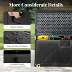 HAPPYGRILL Outdoor Storage Deck Box with Lockable Design & Gas Strut, Handle, 100 Gallon HDPE Patio Storage Organizer for Lawn Backyard Poolside (Black)