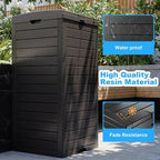 Outdoor Trash Can with Lid, Outdoor Trash Bin & Pull-Out Liquid Drawer, Dual Lid Closure Design, Waterproof Resin Garbage Can Container for Patio, Backyard, Deck (Black, 31 Gallon)