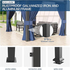 Kullavik 10' × 24' Hardtop Gazebo for Patio,Wall-Mounted Lean to Gazebo Pergola with Sloping Roof and Durable Aluminum Frame,Large Heavy Duty Awnings for Decks,Backyard,NavyBlue