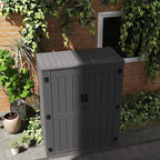 4.5 x 5.7 FT Outdoor Storage Shed, 59 Cuft Outside Waterproof Storage Cabinet, HDPE Resin Plastic 385 Gallon Outdoor Storage Container, Vertical Lockable Storage Shed, Grey