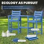 Tall Adirondack Chairs Set of 2, All Weather HDPE Poly Bar Height Balcony Adirondack Chair with Removable Double Connecting Trays, Outdoor Adirondack Barstools for Deck, Patio, Yard, Pool, Lawn