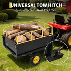 GarveeLife Lawn Mower Trailer ATV Dump Cart Tow Behind, 750 Lb Utility Garden Cart, 17 Cu.Ft, Heavy Duty Steel Garden Utility Trailer with Removable Sides for Atvs, Utvs Lawn Garden Tractors