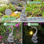 Elephant Statue Solar Garden Decor，Outside Decor Sculptures Statues Lawn Ornaments Art for Home/Patio/Balcony/Front – Unique Gifts for Grandma/Mom/Mother
