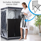 ZONEMEL 1 Person Portable Full Spectrum Infrared Sauna, Full Size Tent with Remote Control,1300W Fast Heating, Foldable Chair & LED Therapy Light, Home Spa for Relaxation (L35.4 x W35.4 x H55.1)