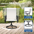 Patio Swivel Chairs Set of 2, Outdoor Swivel Chairs with Armrest, High Back Patio Chair with Metal Frame, All-Weather Outdoor Dining Chair for Deck, Porch and Lawn, Oyster Beige