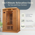 DYNAMIC SAUNAS 2-Person Low EMF FAR Infrared Sauna with Chromotherapy Lighting and Speakers, Maxxus Toulouse - Personal Indoor Dry Heat Sauna for Home & Gym – Made from Canadian Hemlock, 75"