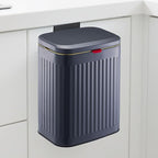2.11Gallon 8L Carbon Steel Trash Can Door Compost Bin Wall Mounted 2 Ways Sliding Lid Compost Bin Countertop Kitchen Hanging Cabinet Door Trash Bin Metal Garbage Bin Cubo de Basura Grey