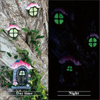 Fairy Garden Door and Windows for Trees,Resin Fairy House Kit,Glowing in The Dark,Miniature Accessories for Tree Stump, Outdoor Yard, Lawn, and Garden Decor.