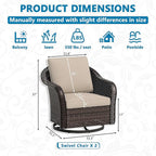 Vista Vibe Outdoor Patio 360 Degree Swivel Glider Rocker Chairs Set of 2, Washable Cushions, All-Weather & Steel Frame & Deep Seat Chairs, Balcony, Yard (Beige)