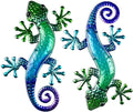 HONGLAND Metal Gecko Wall Art 15 Inch Lizard Outdoor Decor Lizards Garden Sculpture for Yard Fence 2 Pack