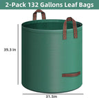 2-Pack 132 Gallons Leaf Bags, Reusable Yard Waste Bags, Heavy Duty Lawn Bags with 4 Handles for Garden Leaves and Waste Collection, Lightweight Portable Yard Trash Bag
