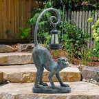 Resin Monkey Statue with Solar Light - Whimsical Garden Decor, Good Luck Gifts for Women,Outdoor Statues Yard Decor for Patio,Porch,Home - Unique Housewarming Gifts