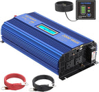 VOLTWORKS 24 Volt 2000W Pure Sine Wave Power Inverter 24V DC to 110V 120V AC and Hardwire Block with LCD Display Remote Controller Compatible with Lithium Battery for Off-Grid Solar RV Car Truck Boat
