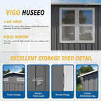 10x8x6.4FT Outdoor Storage Shed, Galvanized Steel Garden Shed with Lockable Door & Window, Waterproof Metal Tool Storage for Garden, Backyard, Patio, Lawn(Grey)
