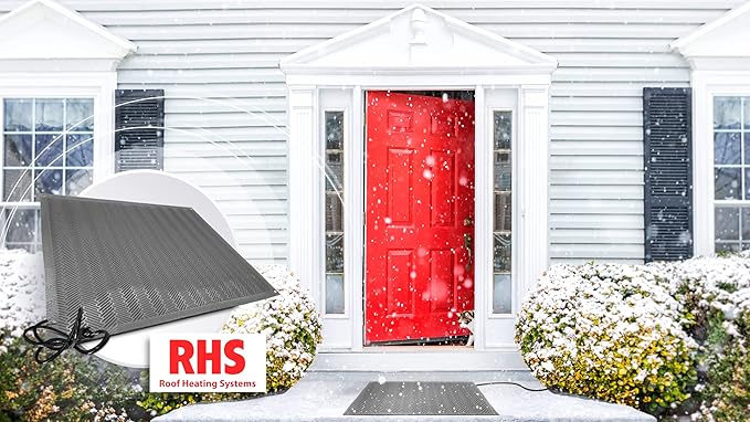 RHS Snow Melting Mat, Anti-Slip Walkway Herringbone Design, Color Gray, Outdoor Mat, Prevents ice Formation, Melts up to 2 inches of Snow per Hour, 120 Volts (30-inches x 4-feet)
