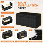 78 Gallon Deck Box Outdoor Indoor Waterproof Storage Box for Patio Furniture, Pool Accessories, Garden Tools, and Cushion Storage, Black