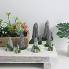 8pcs Miniature Bonsai Rockery Decor, Resin Fake Mountain Figurines, Garden Terrarium Accessories for Desktop and Micro Landscape