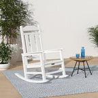 SERWALL Outdoor Rocking Chair White Set of 8, All Weather Patio Rocking Chair, HDPE Poly Rocking Chair for Adults, Heavy Duty Front Porch Rocker