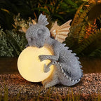 8.6" Solar Dragon Garden Statue, LED Figurine Light, Resin Outdoor Sculpture, Solar Powered Yard Art, Night Garden Light, Solar Landscape Path Light Ornament, Lawn Solar Lighting Figurine Art