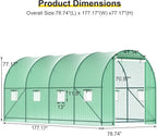 GOJOOASIS Greenhouse with Water System Outdoor Green House for Outside Winter Heavy Duty Large Walk-in Tunnel Portable Greenhouses for Backyard Plants Shed (15'x7'x7' w/ Irrigation System)