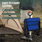 40'' Extra Long Collapsible Wagons Carts Foldable, 360LBS Foldable Wagon Cart with Wheels, Heavy Duty Portable Utility Wagon for Grocery, Shopping, Sports Garden & Camping - Navy Blue
