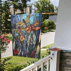 Dragonfly Flower Garden Flag Vertical Double Sided Outdoor Yard Flags 12.5x18 Inch Burlap Banners Vertical Double Sided for Outdoor Decor Lawn