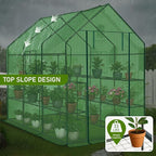 Outvita Walk-in Greenhouse, Outdoor Durable PE Plant Green House for Frost Protection with 3 Tiers 12 Shelves, Shelf Clips, Roll-up Zipper Door, 56"x85"x77" Green