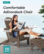 SERWALL Adirondack Chair with Cup Holders - Composite Adirondack Chairs Set of 2 HDPE Outdoor Chairs All Weather Use- Coffee