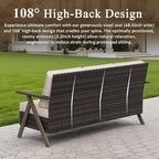 6 Piece Patio Furniture Set, Wicker Patio Conversation Set with Patio Chair and Outdoor 3-Seater Sofa and 2 Ottomans and Side Table for Deck Yard and Poolside