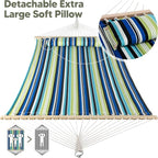 SUNCREAT 2 Person Hammocks for Trees, Lightweight Hammock for Outdoor, Patio, Garden, Backyard, Green Stripes