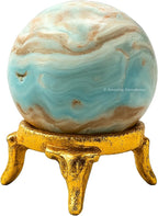Amazing Gemstone Caribbean Calcite Crystal Ball with Stand - 2" Inches Crystal Sphere Meditation Balls for Witchcraft and Decorative Balls