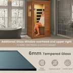 1 Person Infrared Sauna, Hemlock Wooden Indoor Dry Saunas，Full Spectrum Mini Sauna with 4 Heater Panels, Bluetooth Speaker, Tempered Glass Door, Compact and Easy to Use, 110V