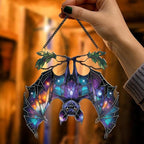 2 Halloween Decorations Bat Raven Acrylic Suncatchers, Window Hanging Bat Gothic Decor, Spooky Raven Halloween Ornament Gifts, Idea Gifts Holiday Keepsake, Scary Home Indoor Outdoor Display SS344