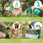Heavy Duty Gardening Tools, 9 Pieces Garden Tool Set, Stainless Steel Rust Proof Non-Slip Garden Hand Tools with Fashion and Durable Storage Bag, Ideal Gardening Gifts for Women Men Mom