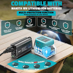 300W Power Inverter DC 18V to AC 110V for Makita: LIVOWALNY Battery Inverter Charger Adapter Power Supply with 2 AC & 2 USB Ports for Car, Vehicles, Laptop, Phone, String Light, Fan