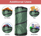 EXCELLO GLOBAL PRODUCTS Pop-Up Trash Can Portable Waste Container Outdoor Garbage Garden Yard Leaf Bin Collapsible Utility Bag (12.8" x 26")