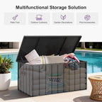PURPLE LEAF Outdoor Deck Box 150 Gallon Waterproof Lockable Storage Box Container with Lid Deck Organization for Patio Cushions Side Table Pool Accessories Garden Tools, Gray