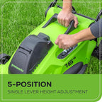 Greenworks 40V 16" Brushless Cordless (Push) Lawn Mower + Blower (350 CFM), 4.0Ah Battery and Charger Included (75+ Compatible Tools)