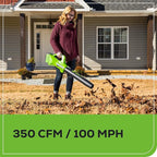 Greenworks 40V 16" Brushless Cordless (Push) Lawn Mower + Blower (350 CFM), 4.0Ah Battery and Charger Included (75+ Compatible Tools)