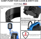 FOTING 2025Upgraded Automatic Sump Pump, 3/4HP 4300GPH Sweage Pump for Basement & Pool Draining, Submersible Water Pump with Float Switch, Sealed Thermoplastic for Puddle Pool Tub Pond